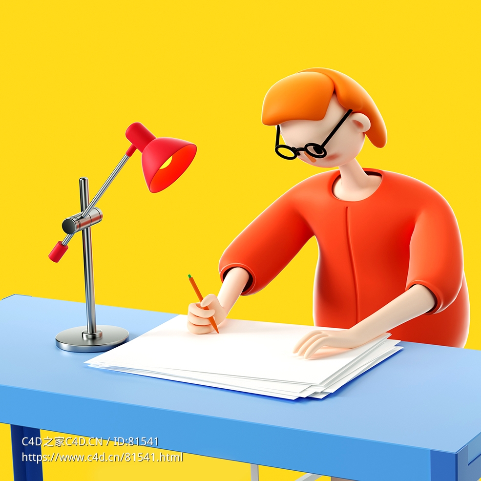 在课桌上批改作业的老师