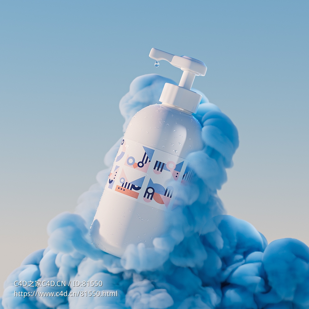 烟雾中的化妆品产品Pyro烟雾碰撞C4D OCTANE动画工程