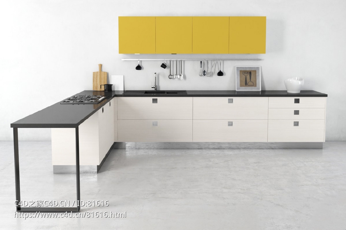 整体厨房厨柜c4d模型Kitchen cabinet - 021 - C4D之家 - 21.jpg