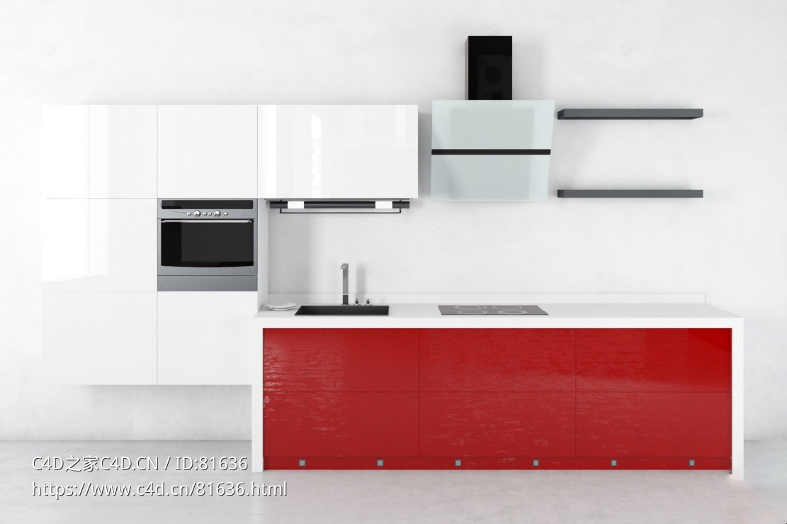 整体厨房厨柜c4d模型Kitchen cabinet - 039 - C4D之家 - 39.jpg