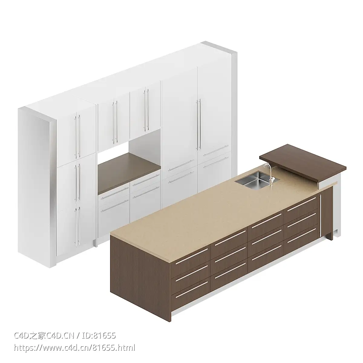 整体厨房厨柜c4d模型Kitchen cabinet - 058