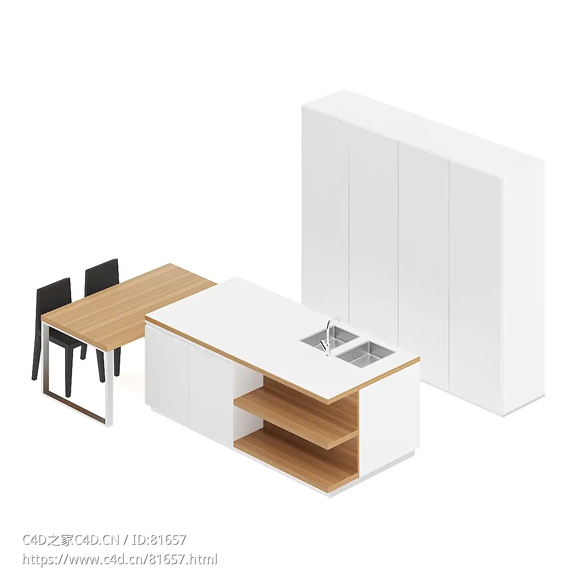 整体厨房厨柜c4d模型Kitchen cabinet - 060