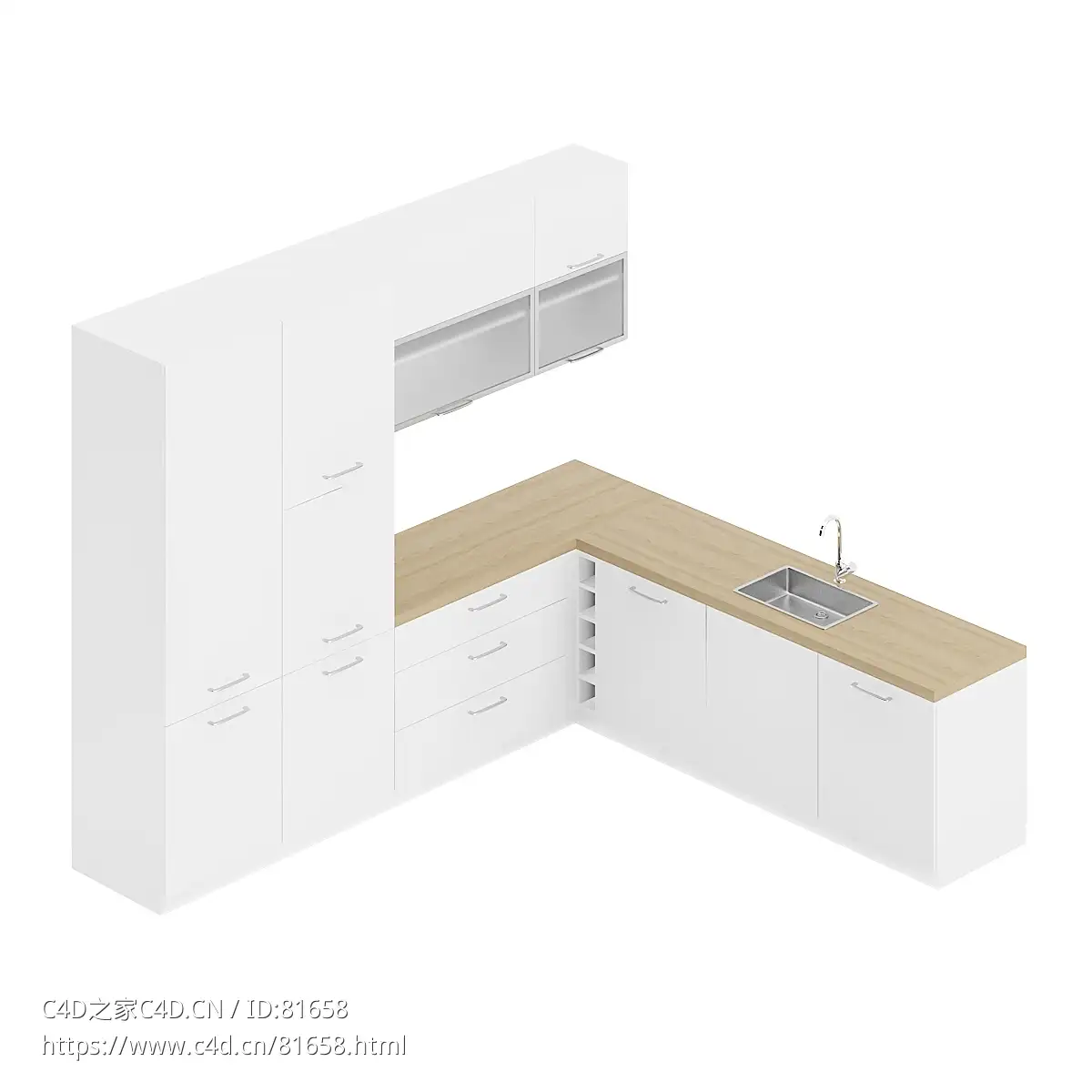 整体厨房厨柜c4d模型Kitchen cabinet - 061