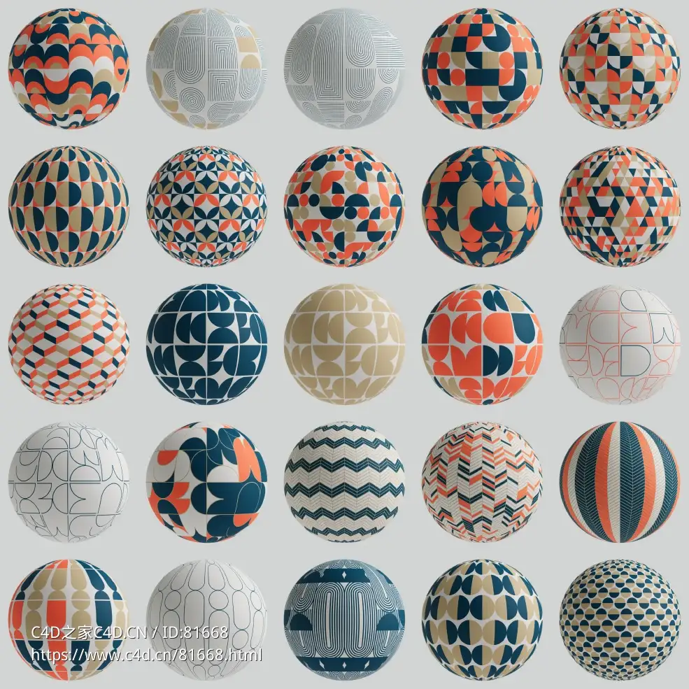 75幅现代艺术图案贴图素材Patterned Canvas Collection - C4D之家 - 未标题-1.jpg