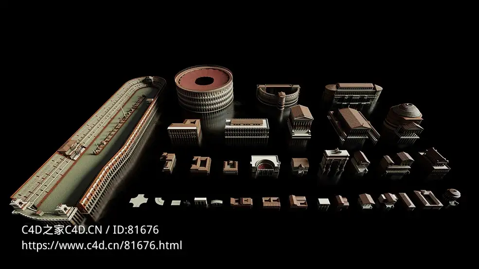 罗马帝国风格建筑模型Roman Empire – Premium 3D Assets KitBash3D