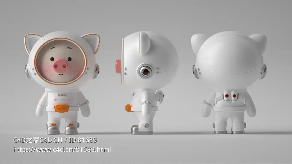 卡通小猪太空服动漫ip角色