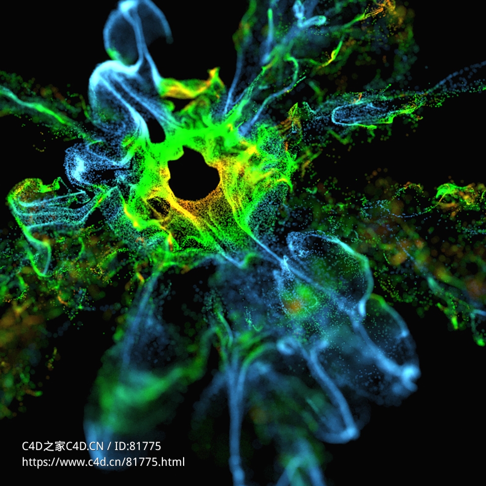 蓝绿色粒子风暴防爆标志平流粒子爆炸explosiafx logo advection r16-r23 x-particles - C4D之家 - 048.jpg