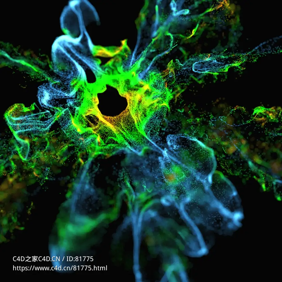 蓝绿色粒子风暴防爆标志平流粒子爆炸explosiafx logo advection r16-r23 x-particles - C4D之家 - 048.jpg