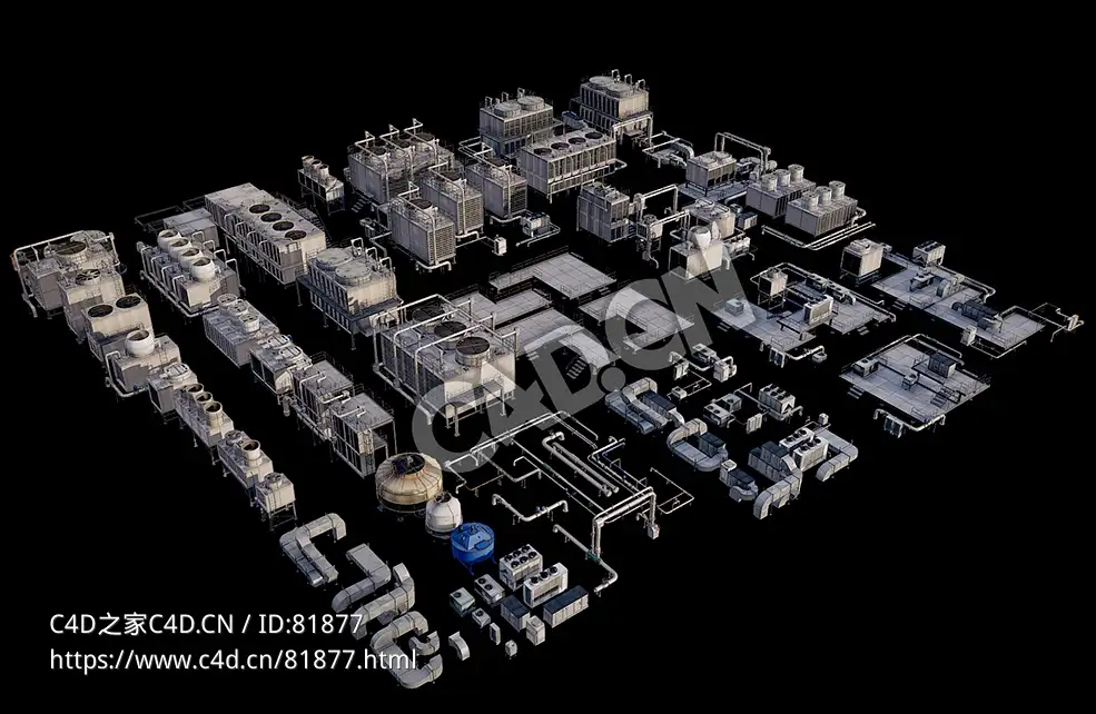 30个楼顶设备冷却系统通风管道空调模型合集M3D Hvac Systems