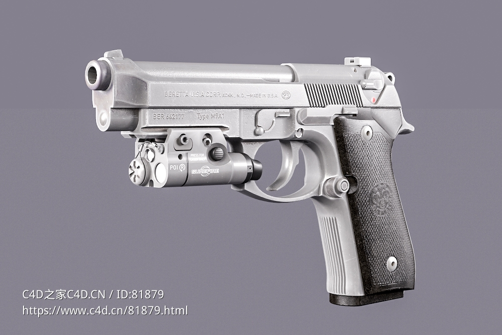 意大利贝雷塔手枪Beretta M9A1 - C4D之家 - 1.jpg
