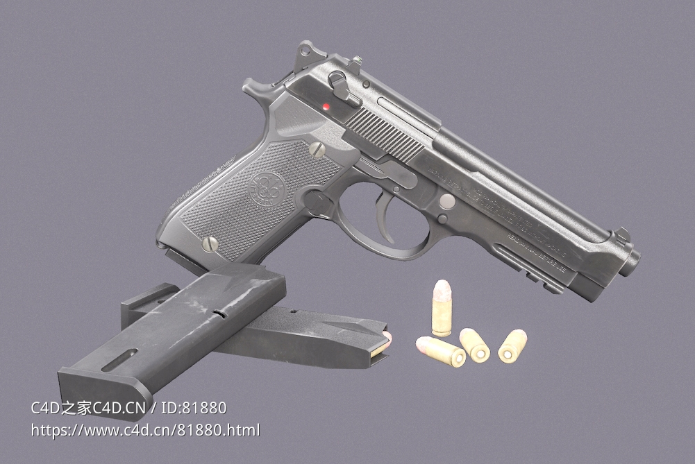 贝雷塔手枪Beretta M92A1 - C4D之家 - 2.jpg
