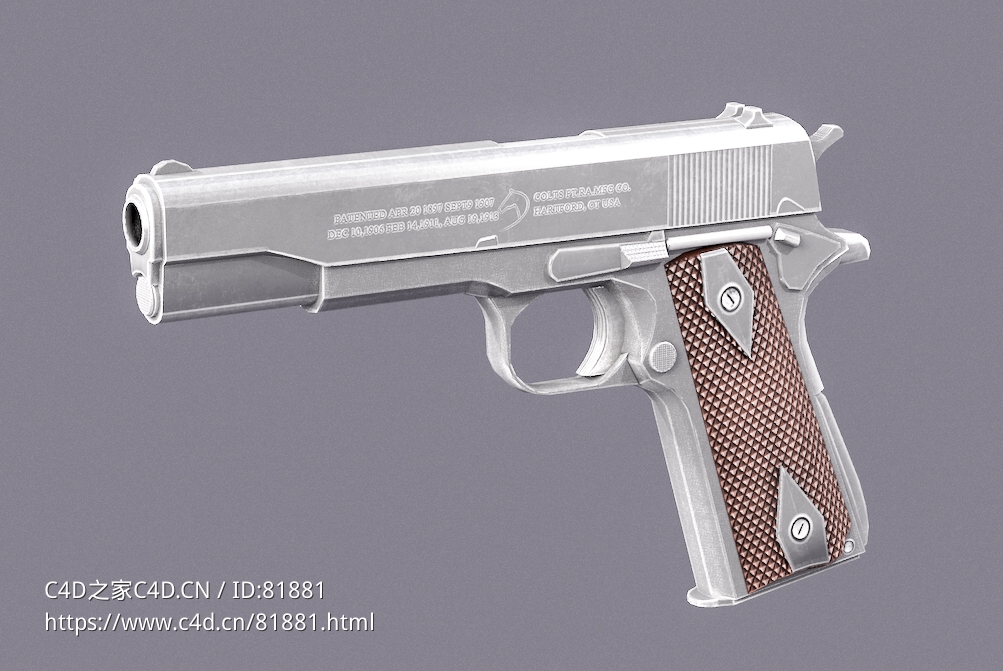 柯尔特导轨手枪Colt 1911 - C4D之家 - 3.jpg