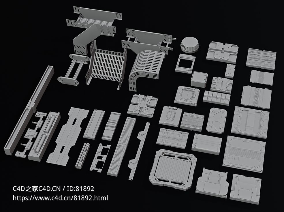 40个科幻机舱面板零件模型SCI-FI Panels