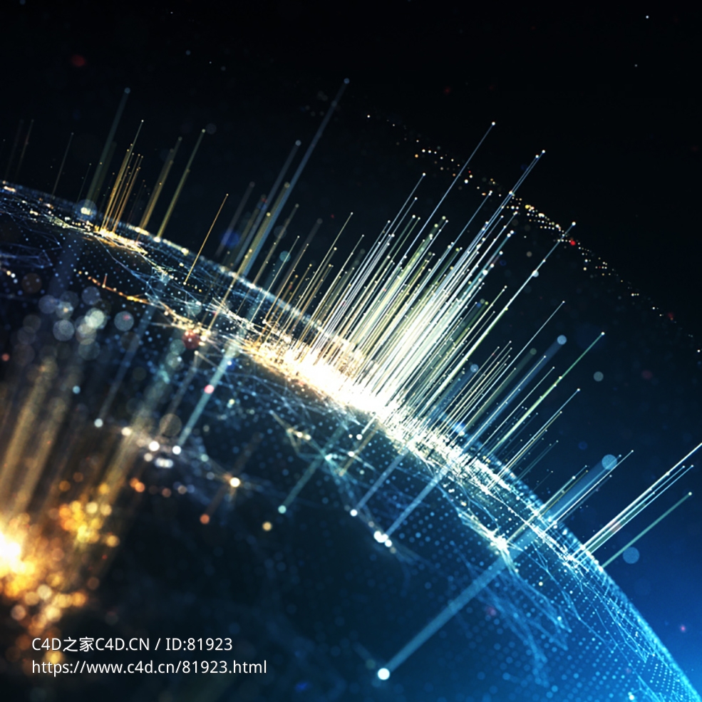 科技地球表面发射的光线粒子x-particles+cycles4d ParticleFX DataMapping - C4D之家 - 152.jpg