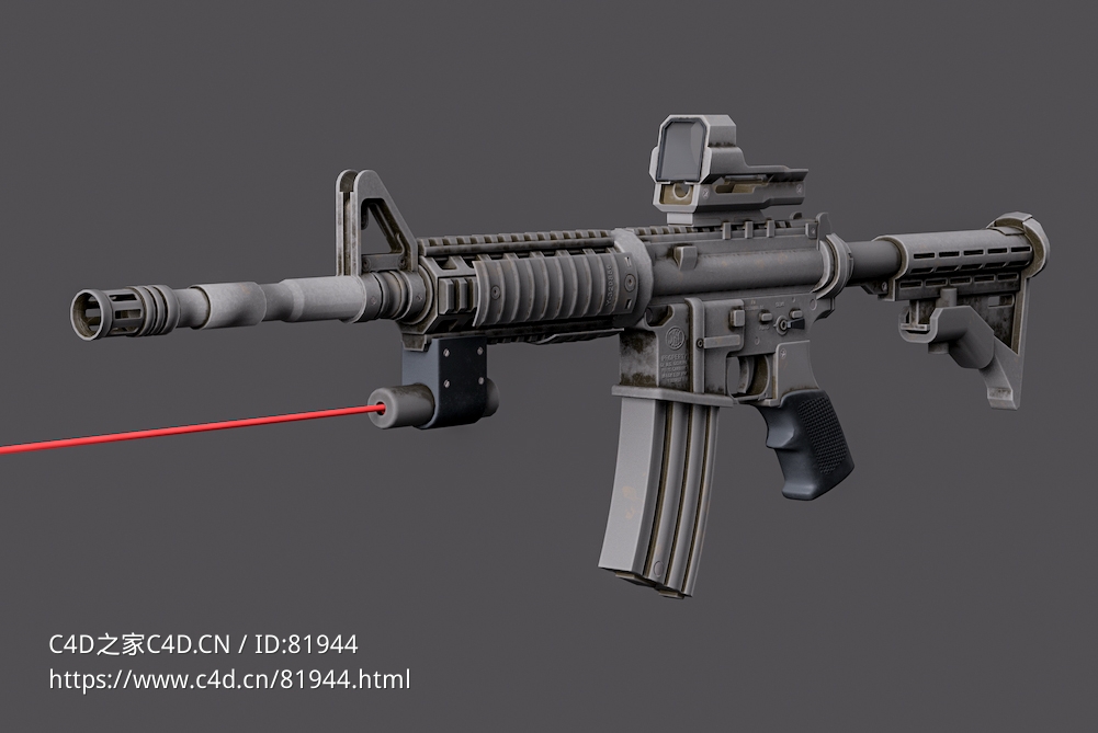 M4A1卡宾枪FN-M4A1 Carbine - C4D之家 - 14.jpg