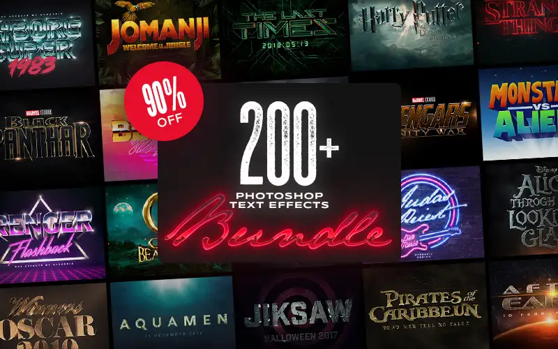 200个ps样式标题文字特效样式INKYDEALS 200 PHOTOSHOP TEXT EFFECTS BUNDLE