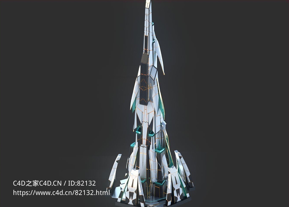 未来科幻创意摩天大楼建筑c4d模型 Sci-Fi Futuristic Future Fantasy City Building-3 - C4D之家 - 3.jpg