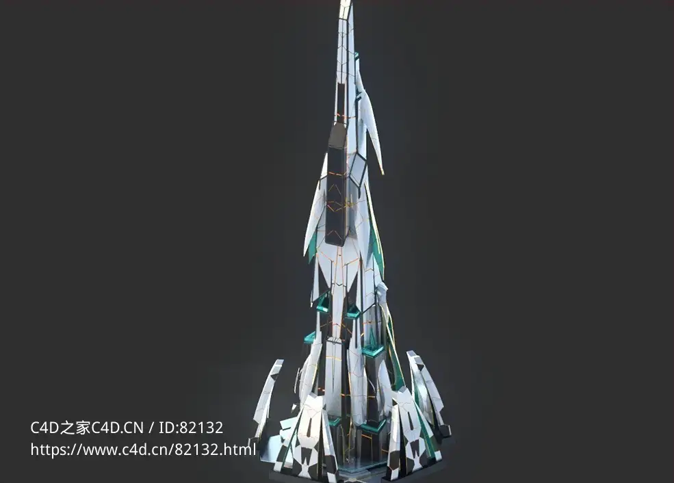 未来科幻创意摩天大楼建筑c4d模型 Sci-Fi Futuristic Future Fantasy City Building-3 - C4D之家 - 3.jpg