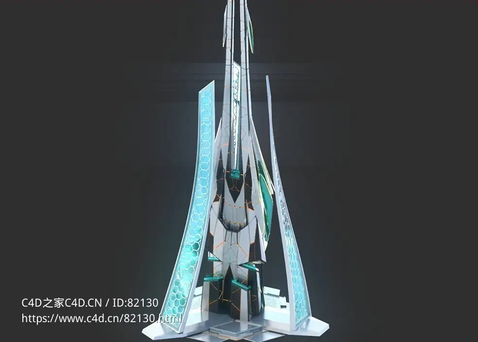 未来科幻创意摩天大楼建筑c4d模型 Sci-Fi Futuristic Future Fantasy City Building-1 - C4D之家 - 1.jpg