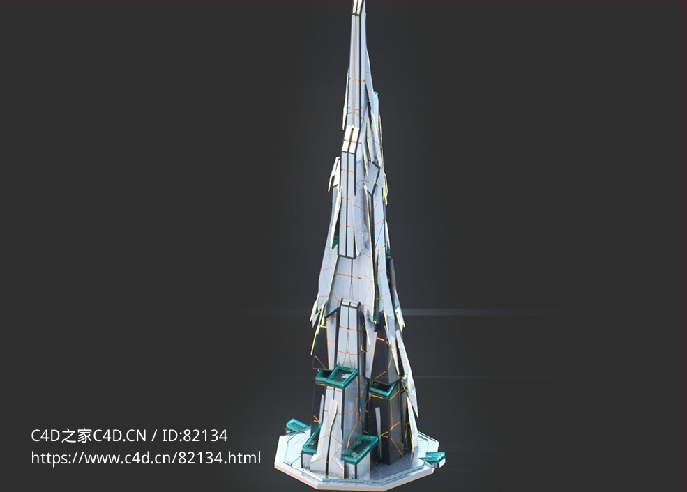 未来科幻创意摩天大楼建筑c4d模型 Sci-Fi Futuristic Future Fantasy City Building-5 - C4D之家 - 5.jpg