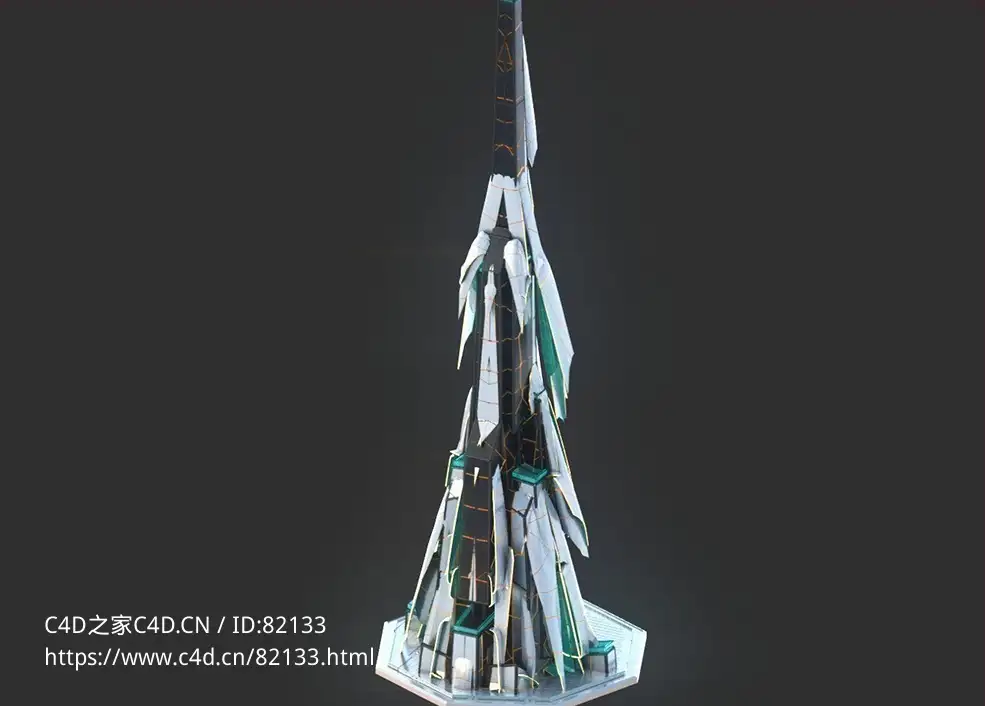 未来科幻创意摩天大楼建筑c4d模型 Sci-Fi Futuristic Future Fantasy City Building-4 - C4D之家 - 4.jpg
