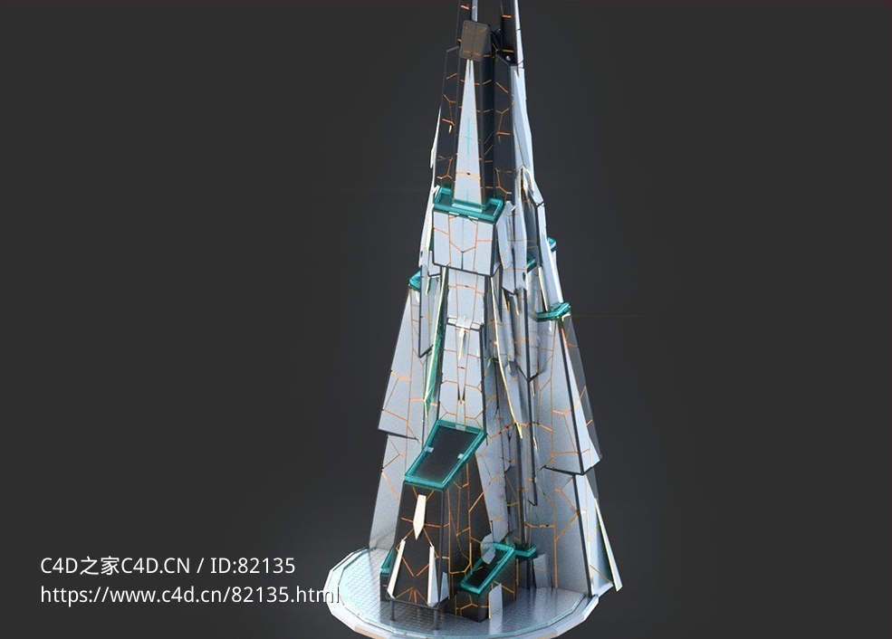 未来科幻创意摩天大楼建筑c4d模型 Sci-Fi Futuristic Future Fantasy City Building-6 - C4D之家 - 6.jpg