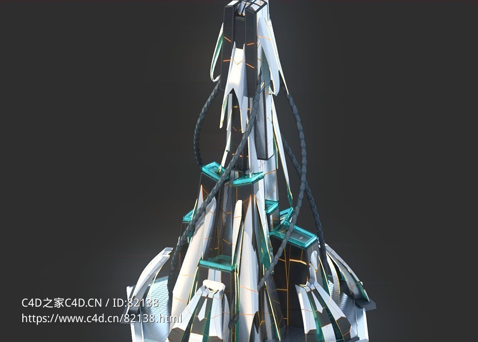 未来科幻创意摩天大楼建筑c4d模型 Sci-Fi Futuristic Future Fantasy City Building-9 - C4D之家 - 9.jpg