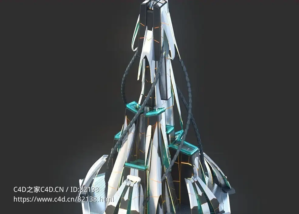 未来科幻创意摩天大楼建筑c4d模型 Sci-Fi Futuristic Future Fantasy City Building-9 - C4D之家 - 9.jpg