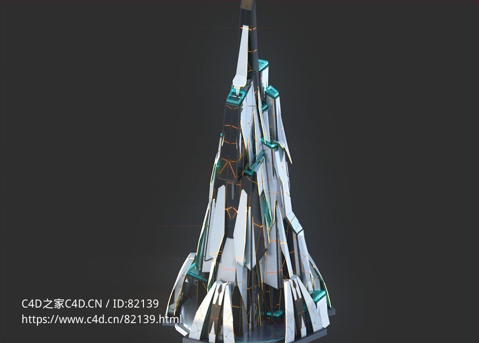 未来科幻创意摩天大楼建筑c4d模型 Sci-Fi Futuristic Future Fantasy City Building-1 - C4D之家 - 10.jpg