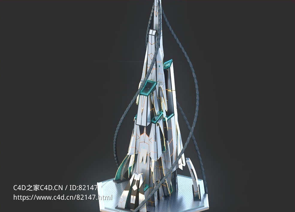 未来科幻创意摩天大楼建筑c4d模型 Sci-Fi Futuristic Future Fantasy City Building-1 - C4D之家 - 11.jpg