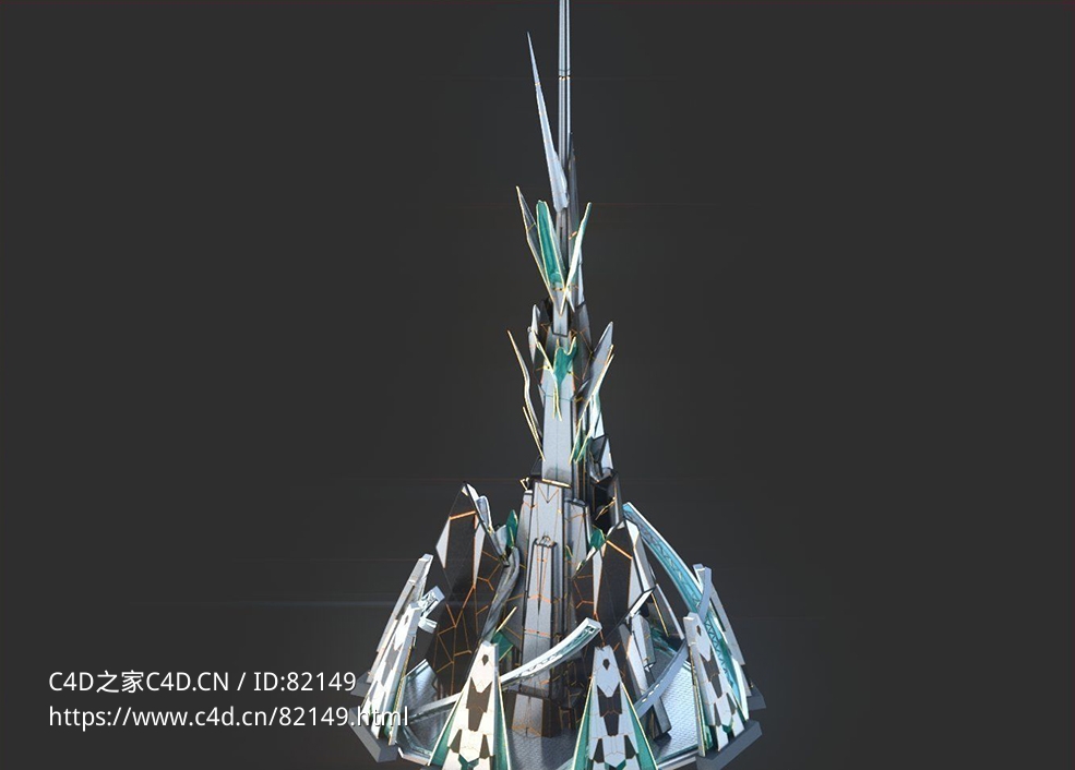 未来科幻创意摩天大楼建筑c4d模型 Sci-Fi Futuristic Future Fantasy City Building-1 - C4D之家 - 13.jpg