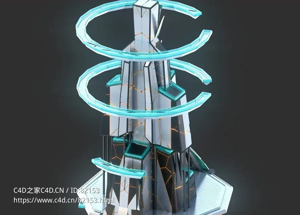 未来科幻创意摩天大楼建筑c4d模型 Sci-Fi Futuristic Future Fantasy City Building-1 - C4D之家 - 17.jpg