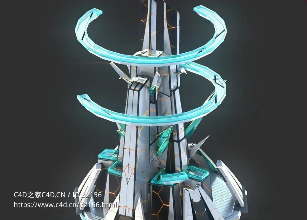 未来科幻创意摩天大楼建筑c4d模型 Sci-Fi Futuristic Future Fantasy City Building-2 - C4D之家 - 20.jpg