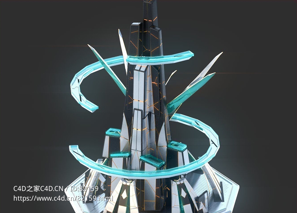 未来科幻创意摩天大楼建筑c4d模型 Sci-Fi Futuristic Future Fantasy City Building-2 - C4D之家 - 23.jpg