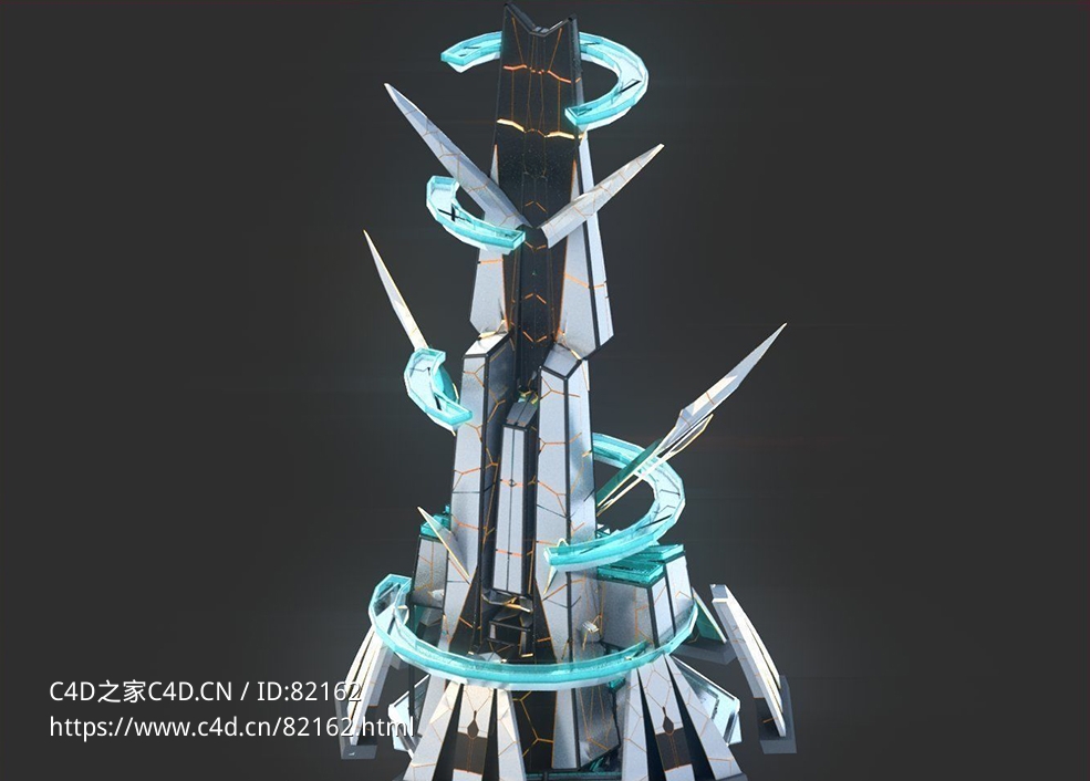未来科幻创意摩天大楼建筑c4d模型 Sci-Fi Futuristic Future Fantasy City Building-2 - C4D之家 - 26.jpg