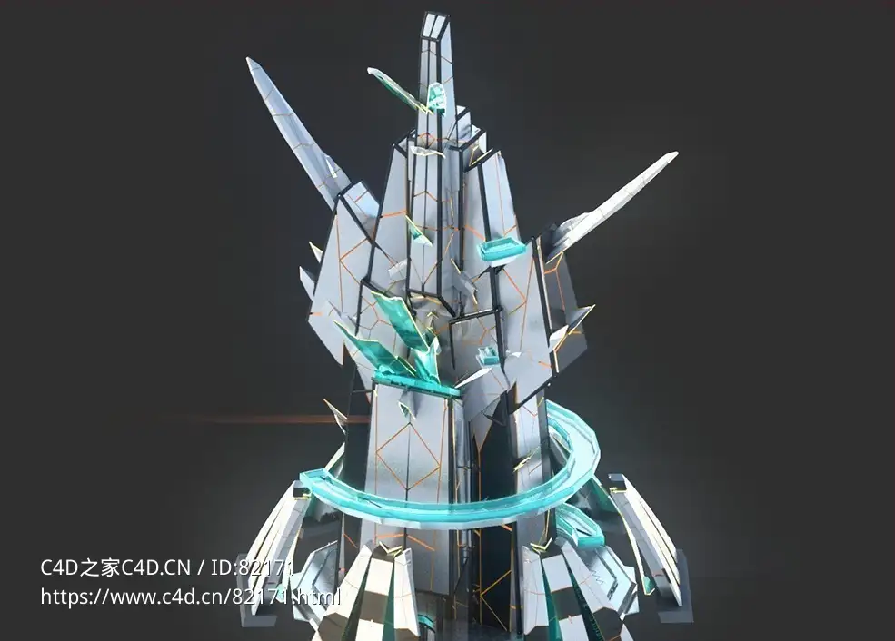未来科幻创意摩天大楼建筑c4d模型 Sci-Fi Futuristic Future Fantasy City Building-3 - C4D之家 - 33.jpg
