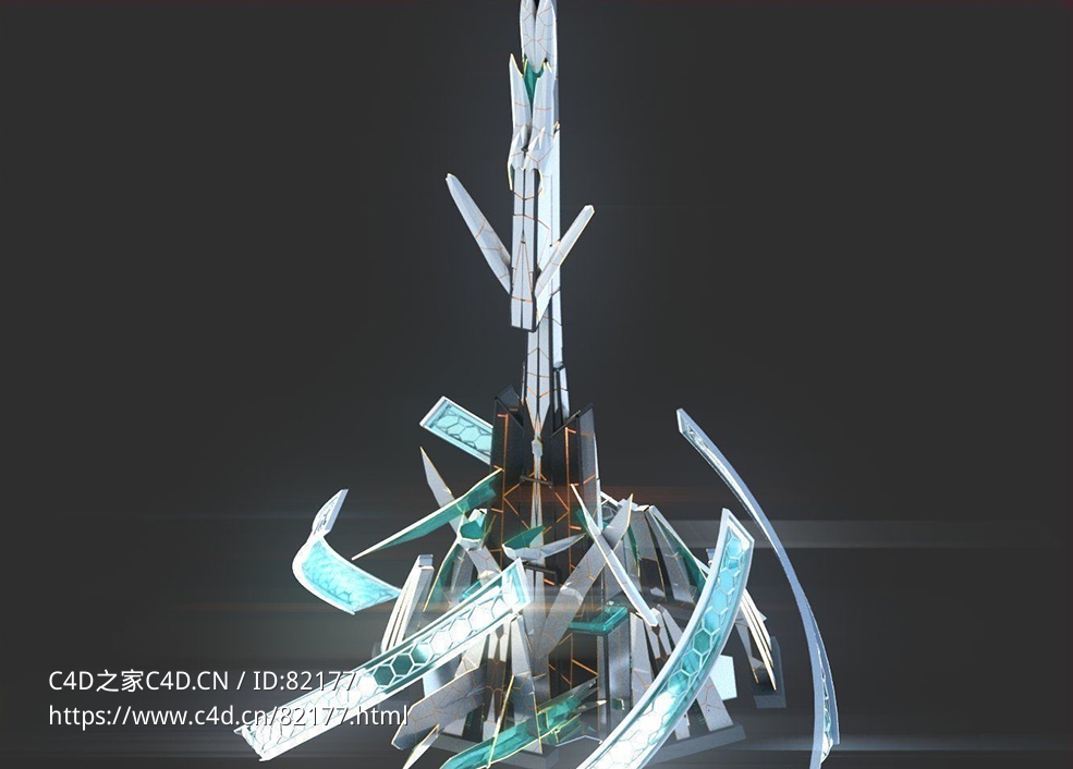 未来科幻创意摩天大楼建筑c4d模型 Sci-Fi Futuristic Future Fantasy City Building-3