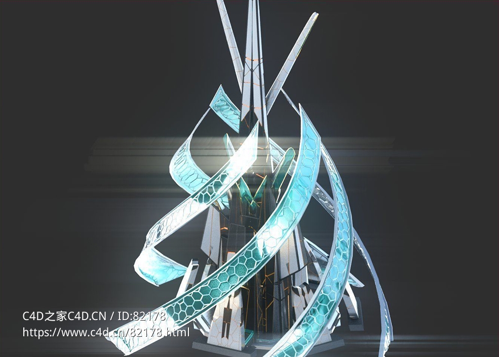 未来科幻创意摩天大楼建筑c4d模型 Sci-Fi Futuristic Future Fantasy City Building-4