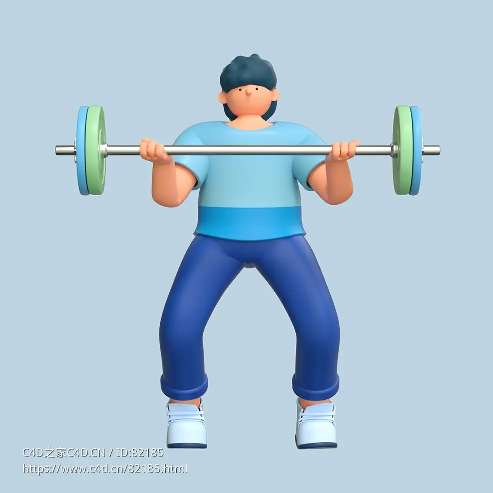 举重锻炼健身男性人物C4D OCTANE模型下载 - C4D之家 - 07.jpg