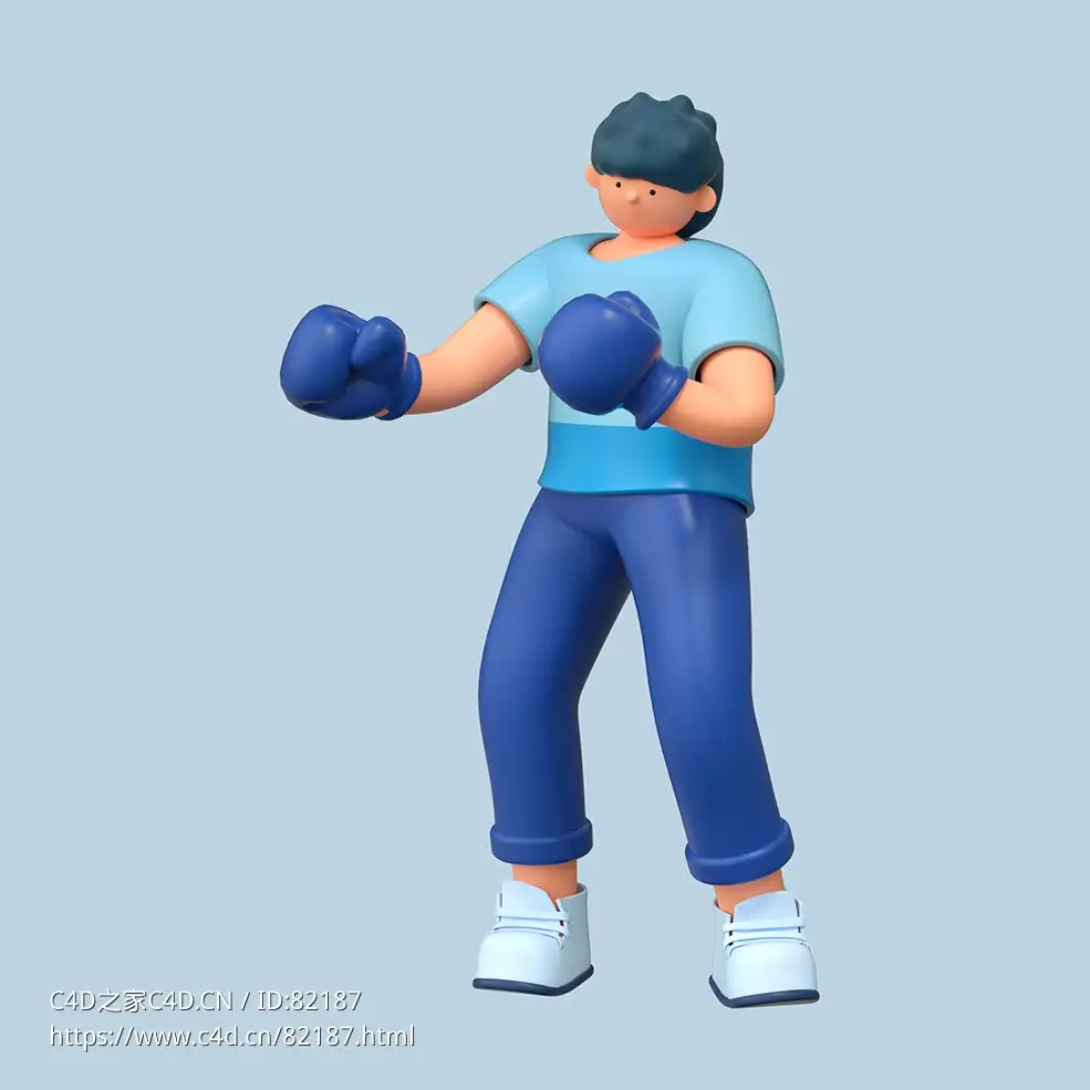 拳击比赛锻炼男性人物C4D OCTANE模型下载