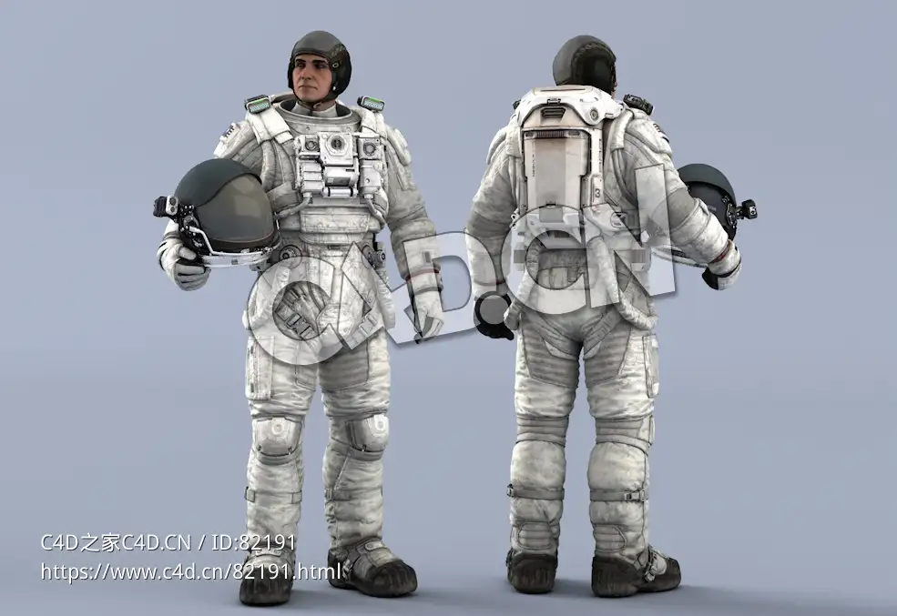 站立右手抱头盔白色太空服年轻男性宇宙航天员Idle Helmet Pilot ArmPit - C4D之家 - 01.jpg