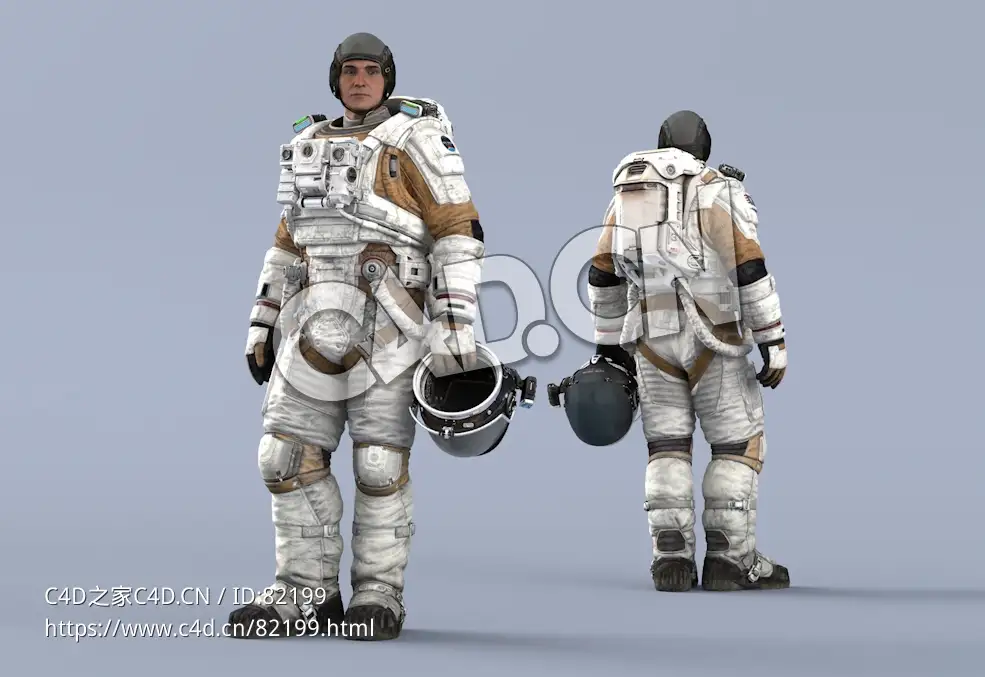 站立左手拎头盔白色航天服年轻男性太空宇航员Idle Helmet Pilot Holding - C4D之家 - 09.jpg