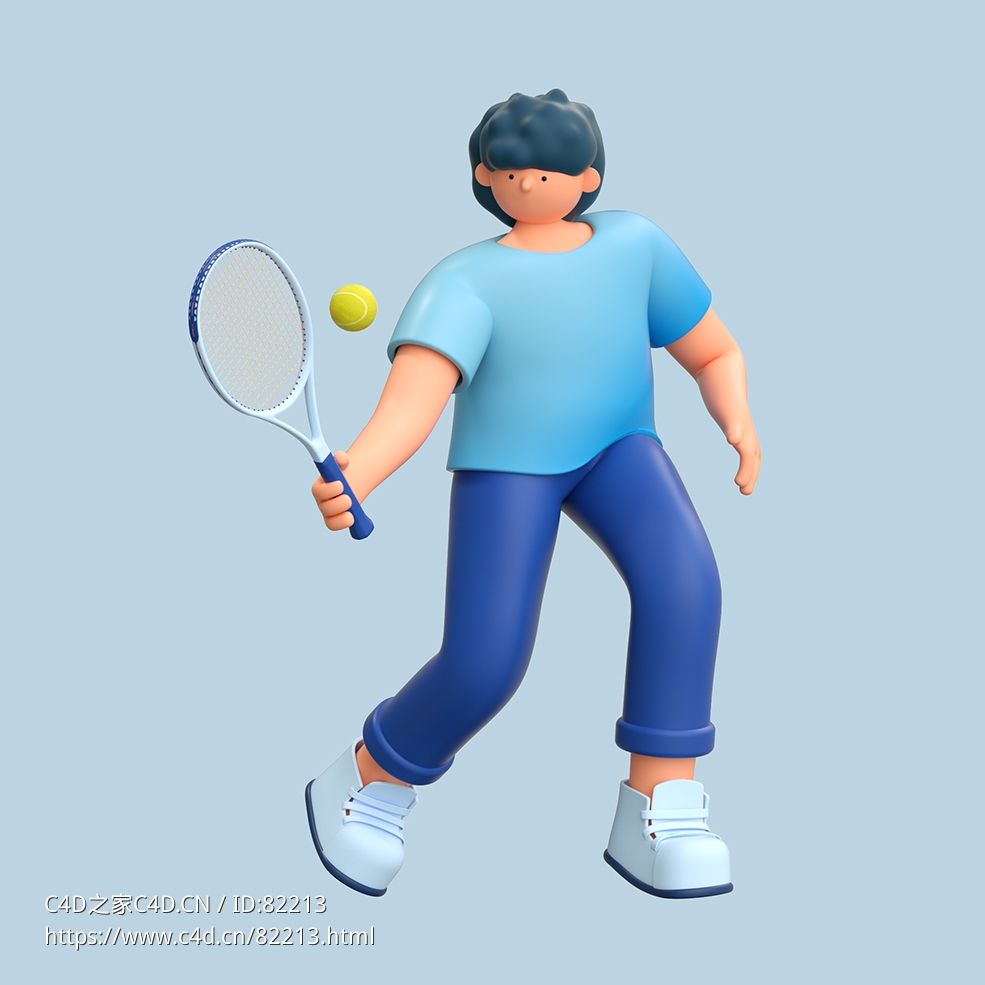 打网球比赛男性人物C4D OCTANE模型下载