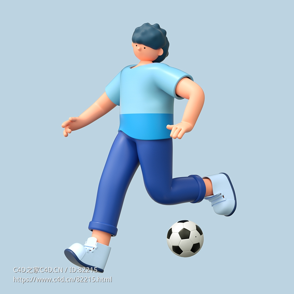 踢足球男性人物C4D OCTANE模型下载 - C4D之家 - 14.jpg