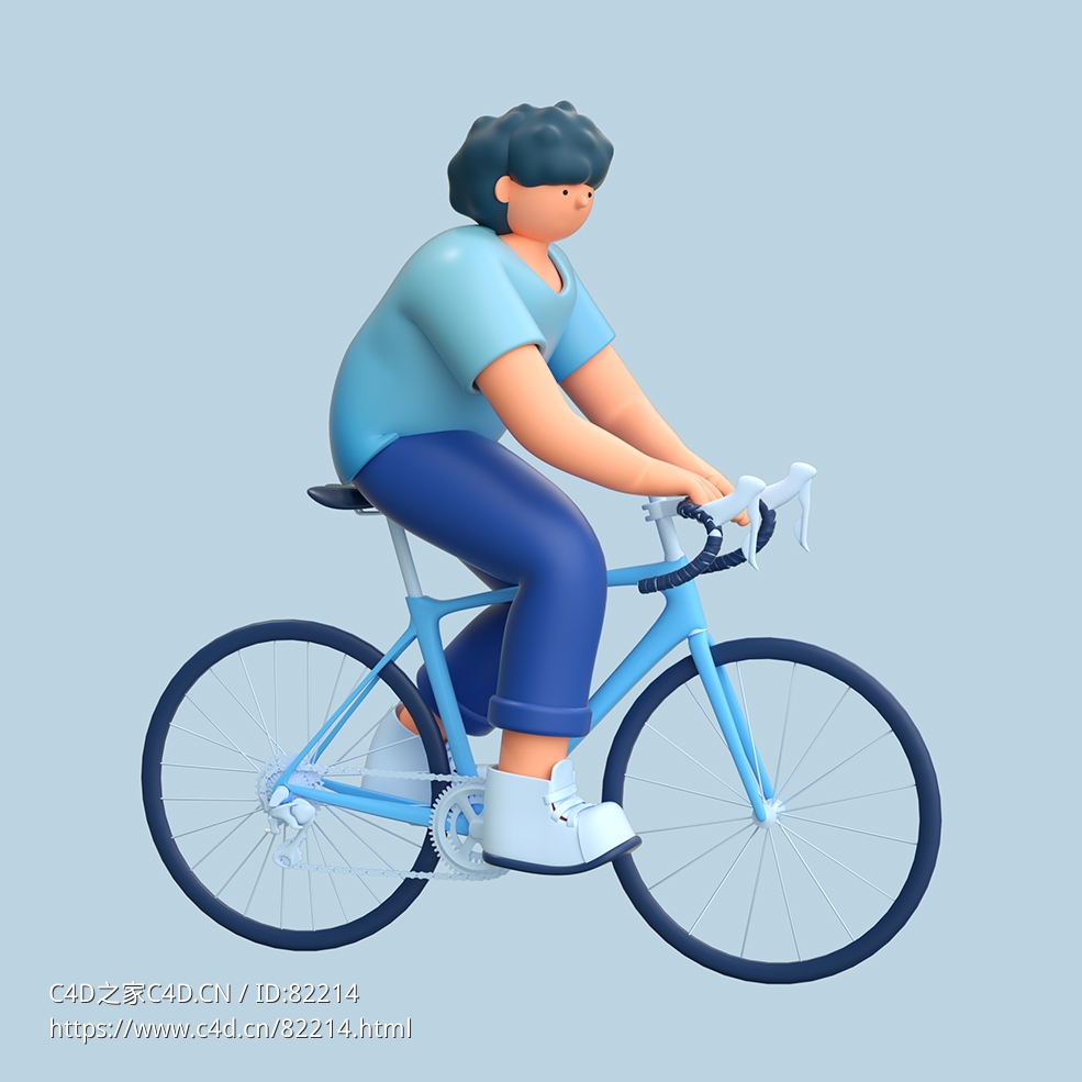 骑自行车男性人物C4D OCTANE模型下载