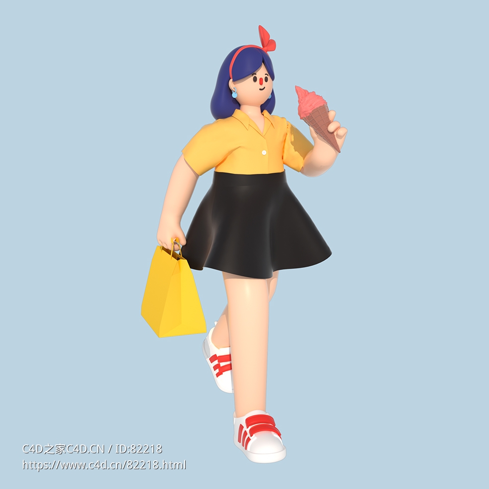 吃甜筒的女孩购物人物C4D OCTANE模型下载 - C4D之家 - 17.jpg