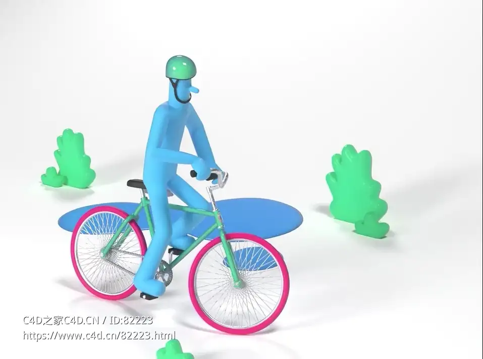 C4D R21制作卡通人物骑自行车动画教程