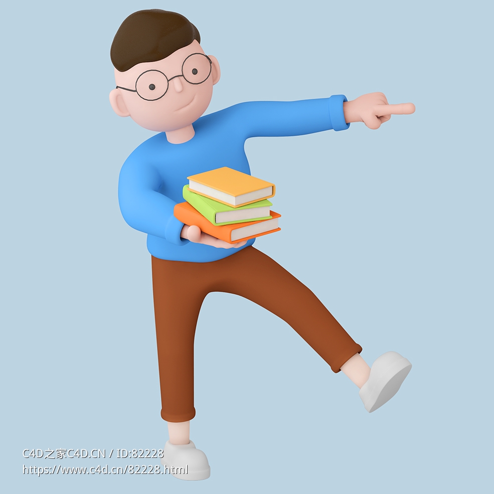 拿书的商务办公男孩人物C4D OCTANE模型下载 - C4D之家 - 25.jpg