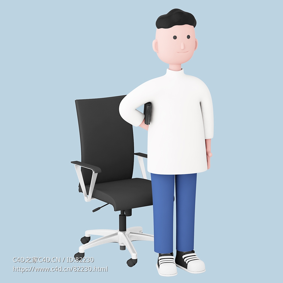 办公椅前站立的商务男孩人物C4D OCTANE模型下载 - C4D之家 - 27.jpg