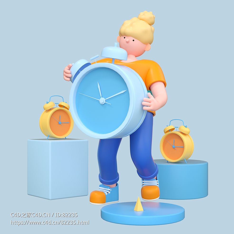 抱着时钟的商务场景办公人物高效准时时钟女孩人物C4D OCTANE模型下载 - C4D之家 - 32.jpg